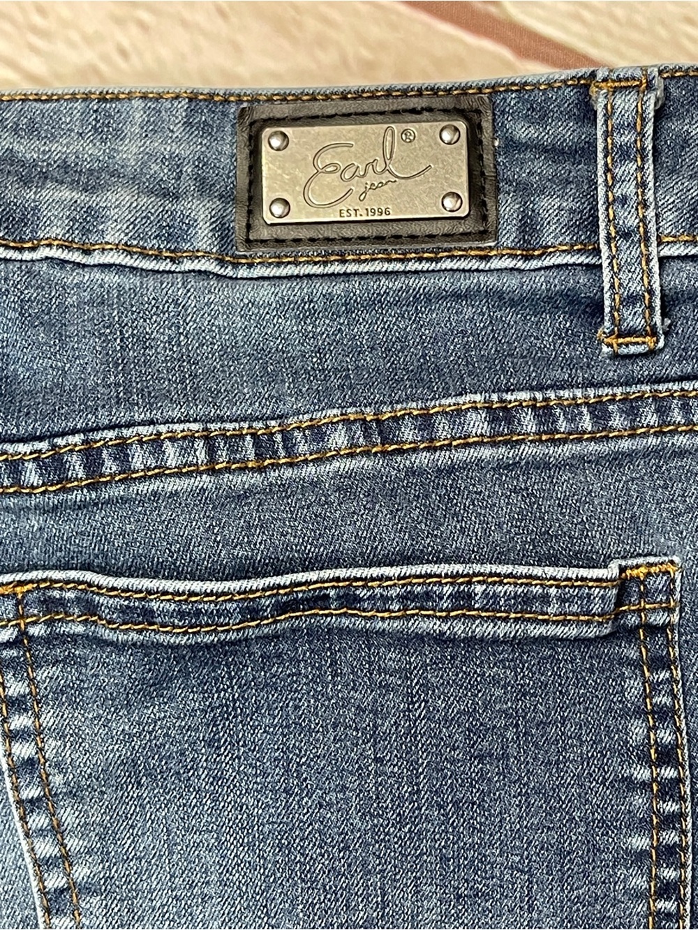 EARL unique blue skinny ankle jeans with floral embroidery, size 12P - Picture 2 of 12